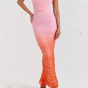 House of CB Strapless Pink and Orange Dress